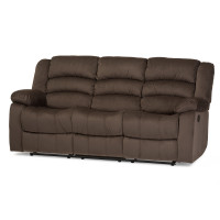 Baxton Studio 98240-Brown-SF Hollace and Contemporary Taupe Microsuede 3-Seater Recliner